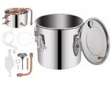 3Gal./12L Stainless Steel Alcohol Still w/ Copper Tube and Thermometer for Home Brewing Whisky,Wine and Brandy in Silver