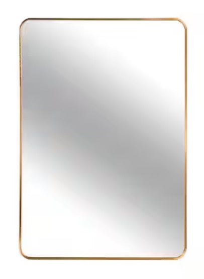 24 in. W x 36.1 in. H Modern Rectangular Aluminum Frame Gold Wall Mirror (Screws Included)