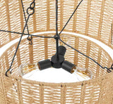 Hailee 3-Light Basket Hanging Pendant Black Natural Weave Shade