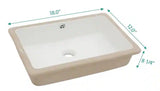 18 in. x 12 in. White Ceramic Rectangular Undermount Bathroom Sink with Overflow