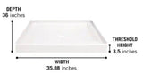 Classic 500 36 in. L x 36 in. W Alcove Shower Pan Base with Center Drain in High Gloss White