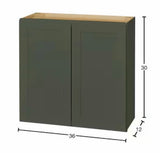 Avondale 36 in. W x 12 in. D x 30 in. H Ready to Assemble Plywood Shaker Wall Kitchen Cabinet in Fern Green