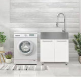 All-in-One 28 in. x 22 in. x 33.8 in. Stainless Steel Drop-In Sink and Cabinet with Faucet in White