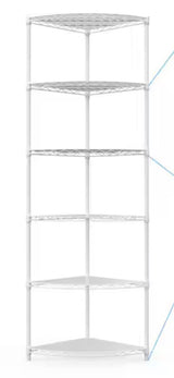 18in.L*18in.W*72in.H Adjustable White Right-Angle Scalloped Wire Metal Shelf for Kitchen with Padded, Leveling Feet