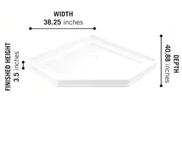 Foundations 38 in. L x 38 in. W Corner Shower Pan Base with Corner Drain in White