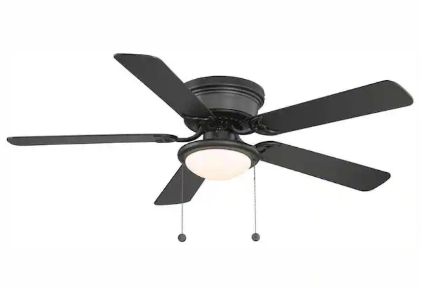 Hugger 52 in. LED Indoor Black Ceiling Fan with Light Kit