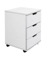 White 22 in. H Accent Cabinet Office Storage Cabinet with 3-Shelves and Casters