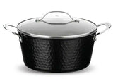 Hammered Black 5 qt. Aluminum Non-Stick Stock Pot with Glass Lid
