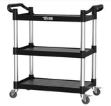 3 Tier Medium 390 lbs. Capacity Plastic Utility Cart with Wheels Black
