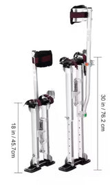Adjustable Drywall Stilts, 18 in. to 30 in. Aluminum Tool Stilts with Protective Knee Pads, Non-Slip Work Stilts, Silver