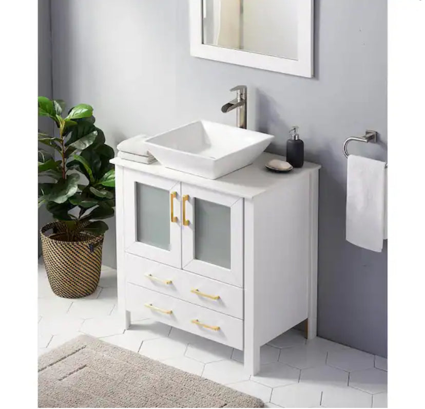 30 in. W x 18 in. D x 32 in. H Vessel Sink in White