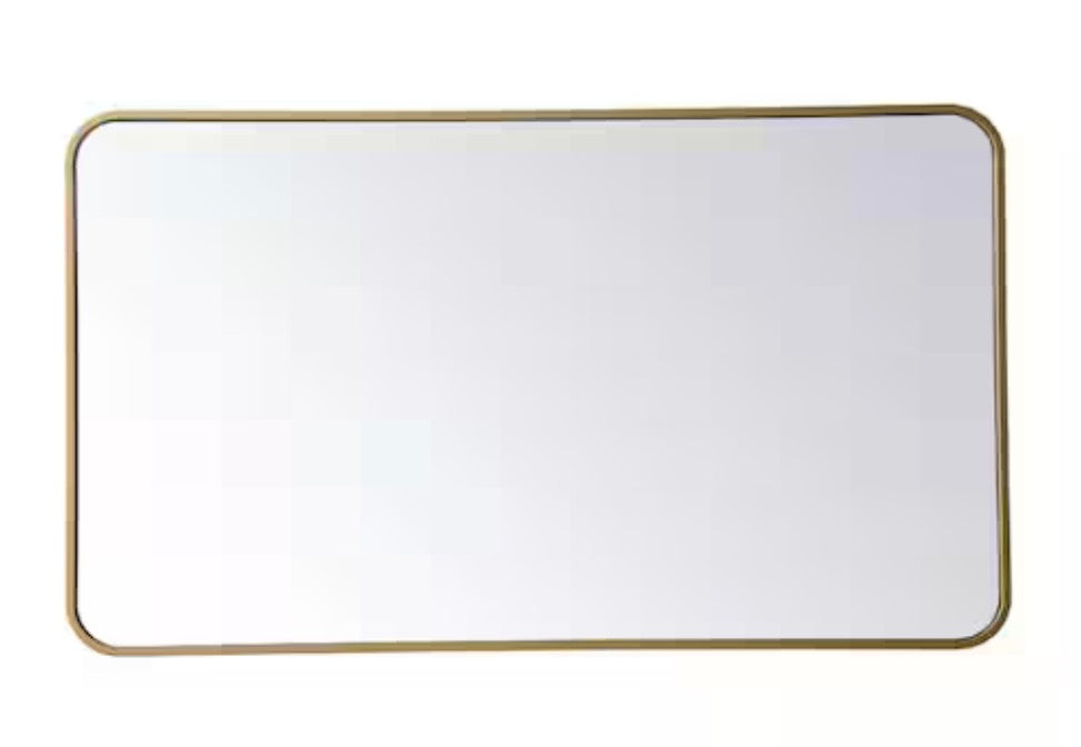Timeless Home 40 in. H x 24 in. W Brass Modern Soft Corner Rectangular Wall Mirror