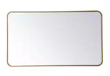Timeless Home 40 in. H x 24 in. W Brass Modern Soft Corner Rectangular Wall Mirror