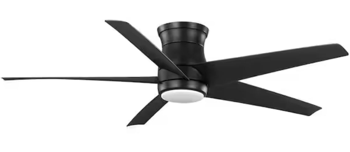 Mena 54 in. White Color Changing LED Indoor/Outdoor Matte Black Hugger Ceiling Fan with Light and Remote