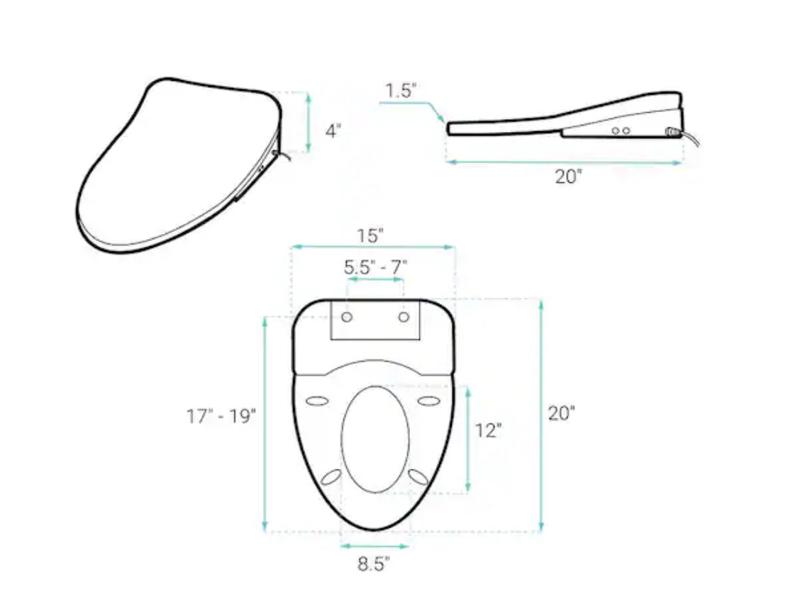 Cascade Electric Bidet Attachment in White