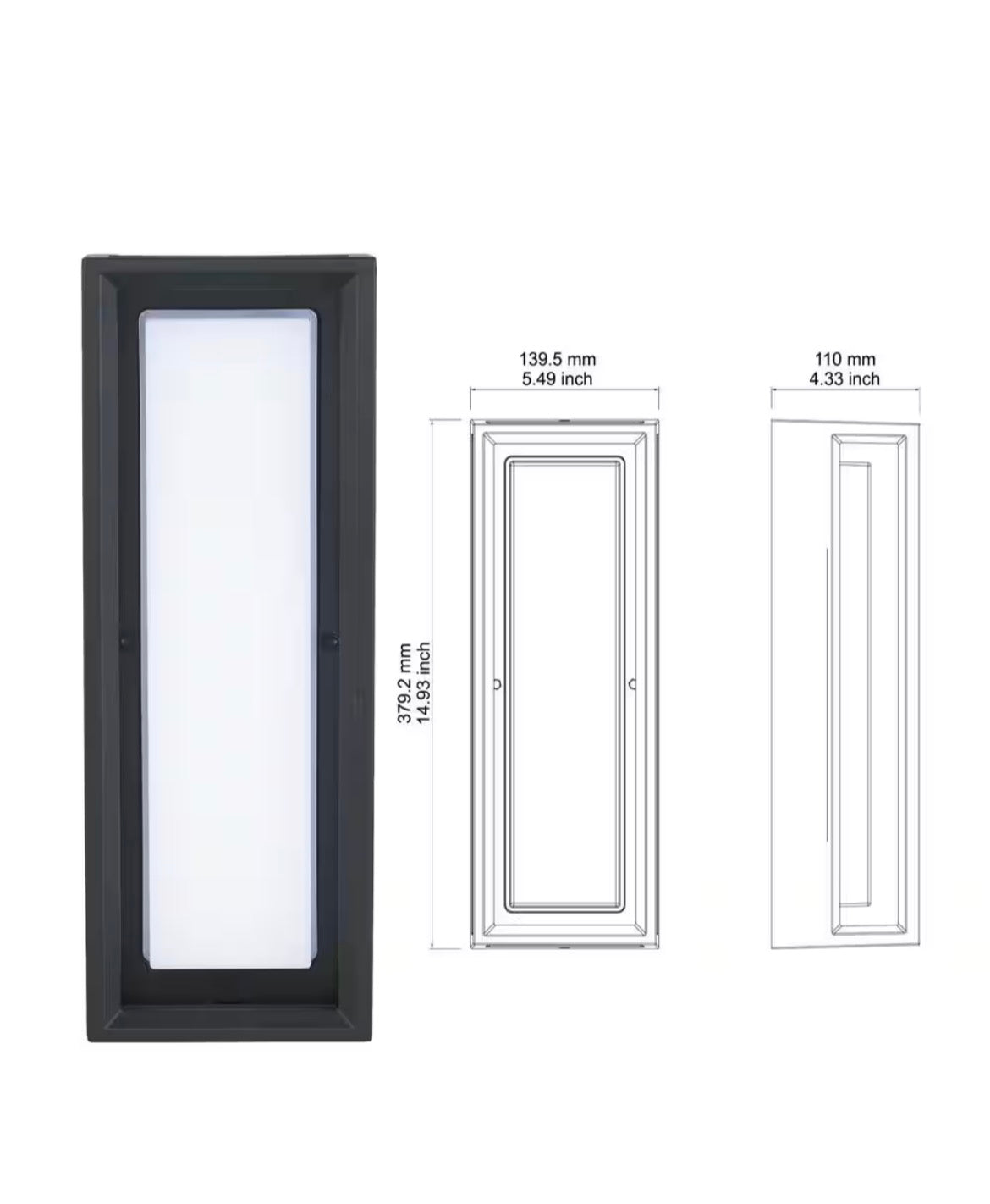 Rockwood 14.93 in. Black Modern Integrated LED Color Changing Outdoor Wall Lantern Sconce (1-Pack) Powered by Hubspace