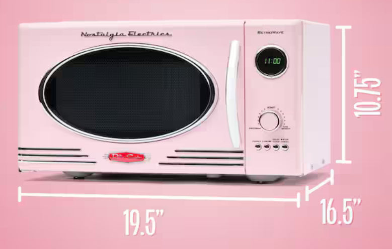 Retro Series 19.5 in. Wide 0.9 cu. ft. 800-Watt Countertop Microwave in Pink