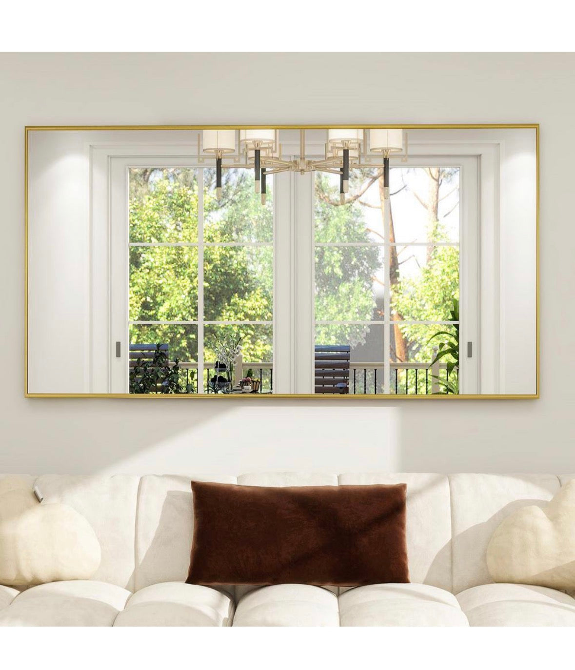 34 in. W x 76 in. H Rectangular Classic Gold Aluminum Alloy Framed Full Length Mirror Standing Floor Mirror