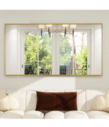 34 in. W x 76 in. H Rectangular Classic Gold Aluminum Alloy Framed Full Length Mirror Standing Floor Mirror