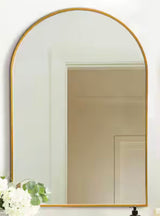 Aluminum Slim Frame Bathroom Mirrors Gold Arch 24 in. W x 36 in. H Arched Corner