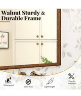 40 in. W x 36 in. H Oversize Farmhouse Rectangular Wood Finish Framed Wall Mirror, Tempered Glass Bathroom Vanity Mirror