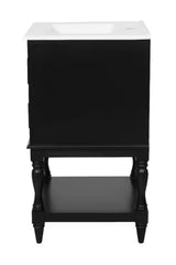 20 in. Black Bath Vanity with White Ceramic Sink Top and 2 Drawers