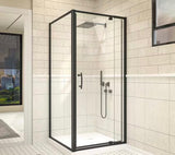 36 in. W x 71 in. H Corner Pivot Framed Corner Shower Enclosure in Stainless Steel Finish with Clear Glass