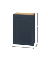 Avondale 21 in. W x 12 in. D x 30 in. H Ready to Assemble Plywood Shaker Wall Kitchen Cabinet in Ink Blue