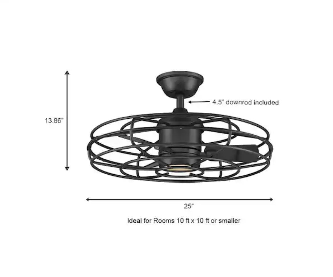 Heritage Point 25 in. Indoor/Outdoor Matte Black Fandelier Ceiling Fan with Adjustable White LED with Remote Included