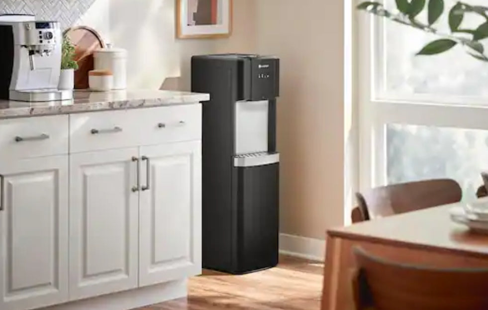 Matte Black and Stainless Steel Bottom Load Water Dispenser