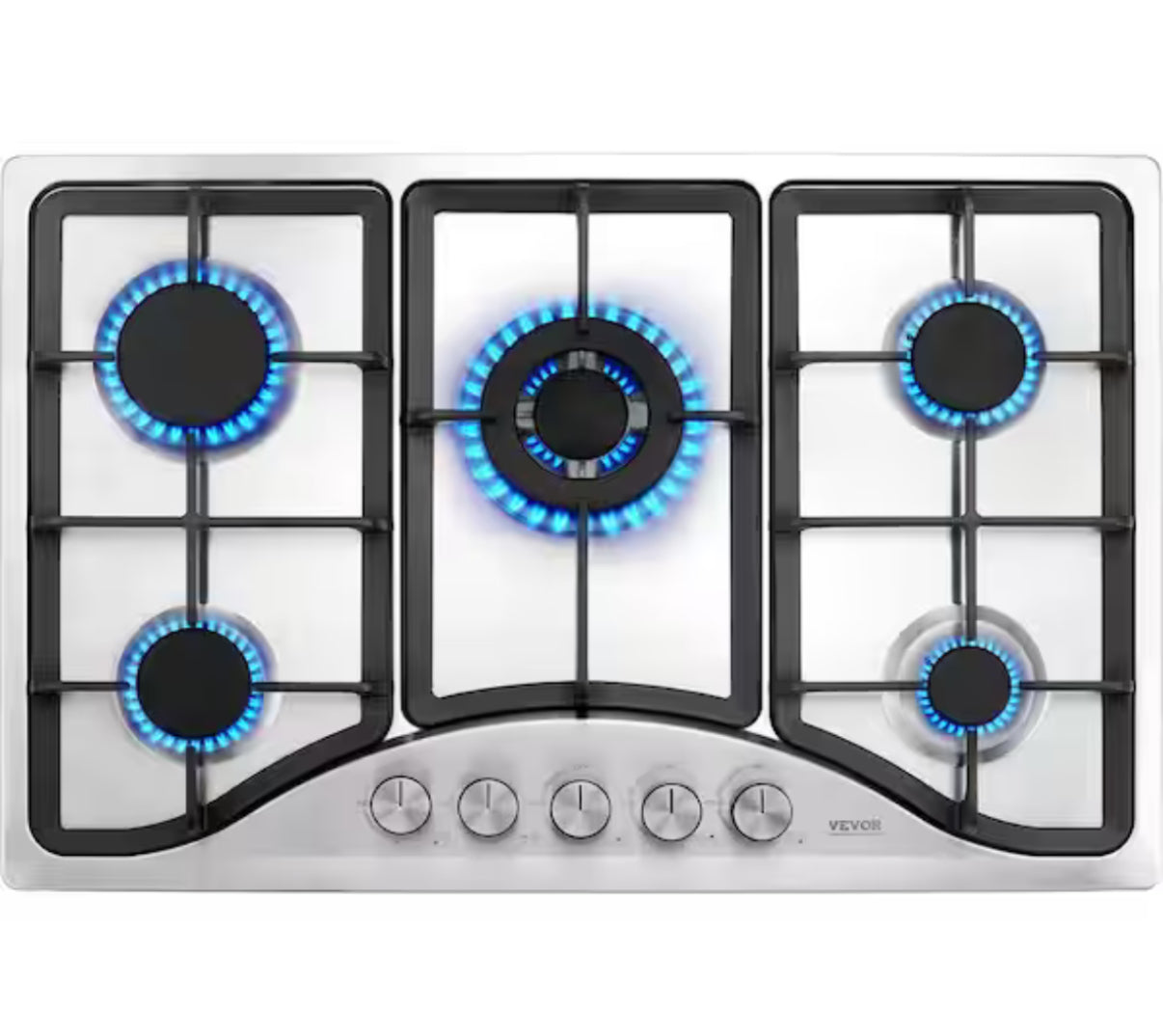 30 in. 5 Burners Gas Cooktop Stove Top 12250 BTU Built-in LPG/NG Convertible