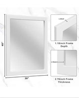 30 in. W x 40 in. H Simple Rectangular White Wood Frame Bathroom Mirror Vanity Mirror Wall Mirror/Floor Mirror