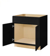 Leyton 30 in. W x 24 in. D x 34.5 in. H Ready to Assemble Plywood Slim Shaker Sink Base Kitchen Cabinet in Raven Black