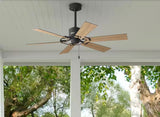 Barrel 52 in. Indoor/Outdoor Matte Black Ceiling Fan Included For Patios or Bedrooms