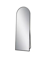 26 in. W x 71 in. H Arched Black Aluminum Alloy Framed Full Length Mirror Standing Floor Mirror
