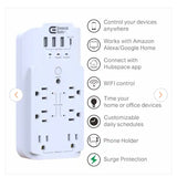 6-Outlet Smart Surge Protector with 4 USB Ports, White, Powered by Hubspace