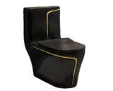 12 inch Rough In 1.85 gal. Dual Flush GPF Elongated 1-Piece Toilet in Black Seat Included