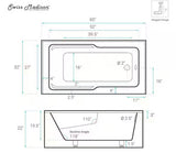 Voltaire 60 in. Acrylic Right Drain Rectangular Alcove Bathtub in Matte Black