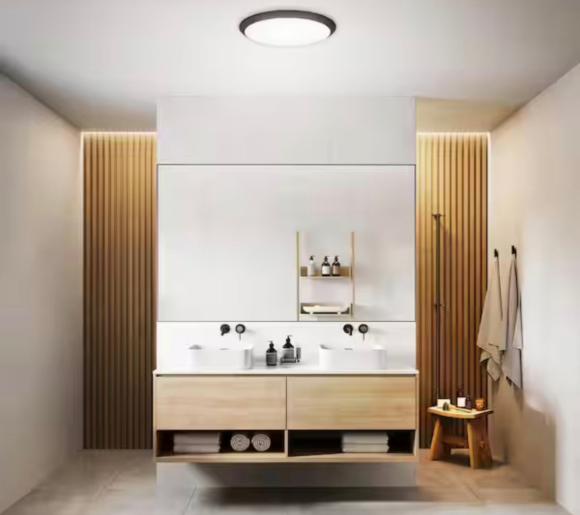 15 in. Matte Black Integrated LED Dimmable Selectable CCT Flush Mount Indoor Ceiling Light