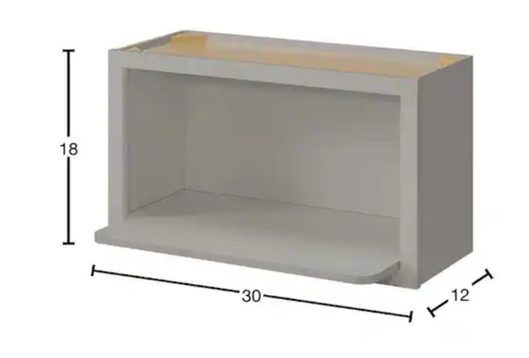 Avondale 30 in. W x 12 in. D x 18 in. H Ready to Assemble Plywood Shaker Microwave Wall Kitchen Cabinet in Dove Gray