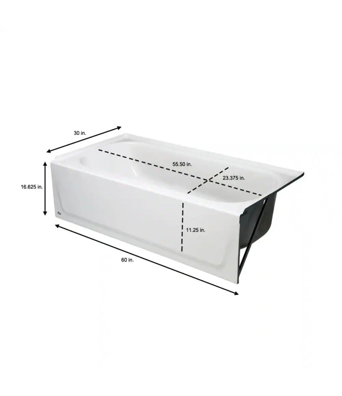 Maui 60 in. x 30 in. Soaking Bathtub with Right Drain in White