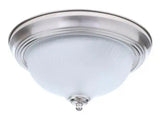 11 in. 2-Light Brushed Nickel Flush Mount with Frosted Swirl Glass Shade