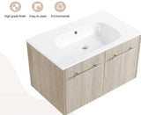 30 in. W x 18 in. D x 18 in. H Wall Mounted Floating Vanity Cabinet with Sink Combo in White Oak