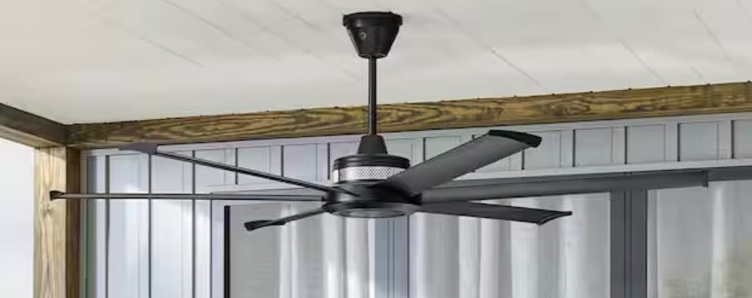 Mammoth 72 in. Smart Indoor/Outdoor Black Universal Mount Ceiling Fan with 12 in. Ext Tube Plus Remote and Phone App