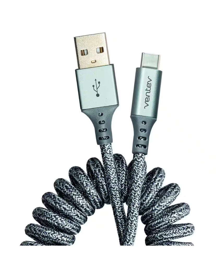 14 in. Chargesync USB-C Helix Cable in Grey