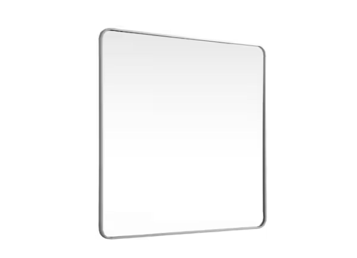 Timeless Home 42 in. W x 42 in. H x Modern Soft Corner Metal Square Silver Mirror