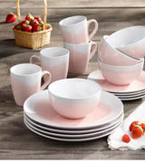 16-Piece Pink/White Oasis Dinnerware Set