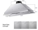 36 in. 900 CFM Convertible Ducted to Ductless Insert Range Hood in Stainless Steel with 3-Speed and LED Lights