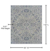 Osprey Blue 8 ft. x 10 ft. Floral Medallion Indoor/Outdoor Area Rug