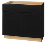 Avondale 36 in. W x 24 in. D x 34.5 in. H Ready to Assemble Plywood Shaker Base Kitchen Cabinet in Raven Black